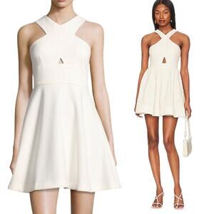 Likely Kensington Mini Dress Fit & Flare Criss Cross Halter Cut Out Ivory 4